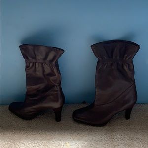 Brown leather boots